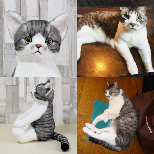 ペットロス 愛猫のぬいぐるみ サバトラ白猫 ウェイトドール