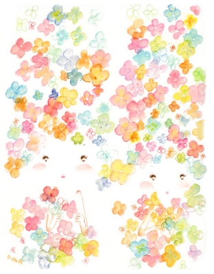 KINAイラスト ステッドラーフェア 銀座伊東屋にて お花っ子