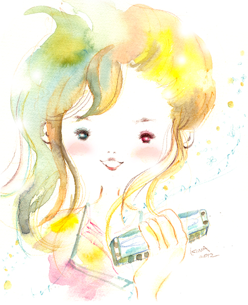 ハーモニカに夢を KINAイラスト