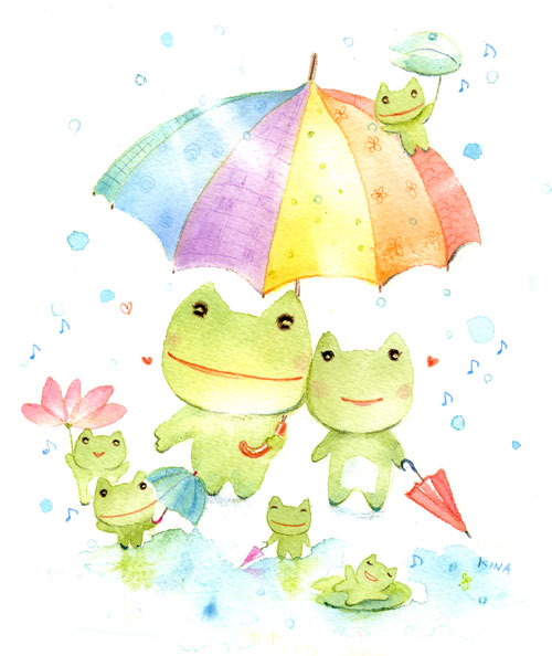 KINA 水彩イラスト かえる