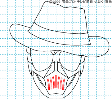 仮面ライダーW(ダブル) 仮面ライダースカル イラストの描き方 おやじさん08
