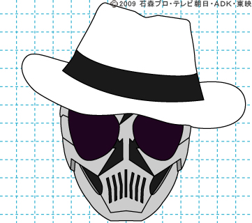 仮面ライダーW(ダブル) 仮面ライダースカル イラストの描き方 おやじさん完成01