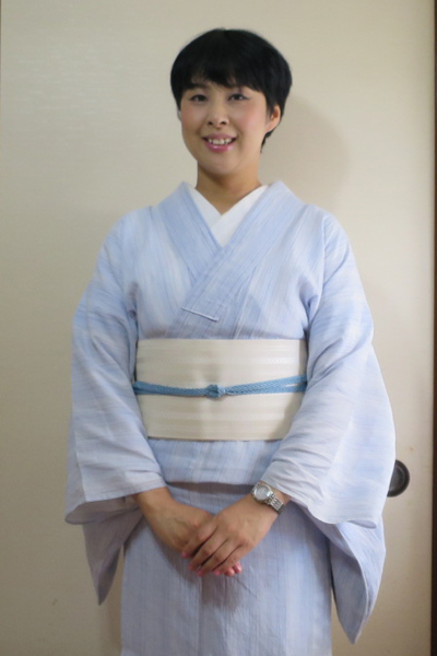 ♡ 美品 小千谷縮 居敷当付 三越誂え　水色♡ 小千谷縮ラストスパート的な8月下旬 | 多奈ゑりきもの