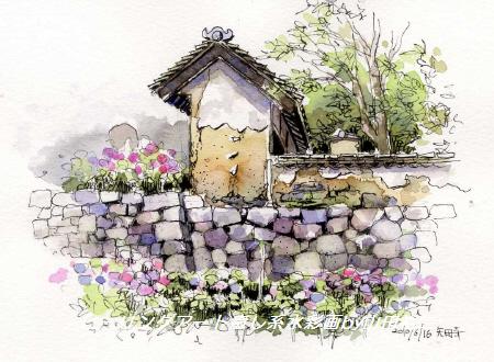 地蔵の水彩画 お地蔵さんの絵 水彩画
