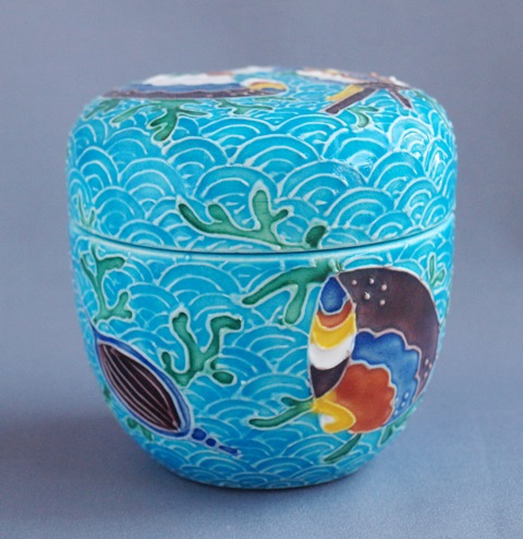 加藤利昇 浅黄交趾 海松貝絵茶器 | 茶道具 小西康のぶろぐ 加藤利昇 浅黄交趾 海松貝絵茶器 | 茶道具 小西康のぶろぐ