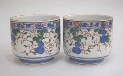 矢口永寿 赤絵瓢唐草絵火入 一双 | 茶道具 小西康のぶろぐ