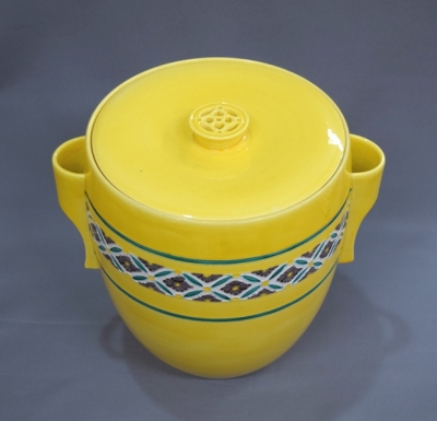 W257 花入 『黄交趾 花生』『久世久宝 造』 共箱 茶道具 花器