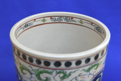 赤絵海老茶碗　膳所焼岩崎新定造　茶道具 淡海せ々 陽炎園 岩崎新定 「膳所焼 色絵 扇手 茶碗」 茶道具
