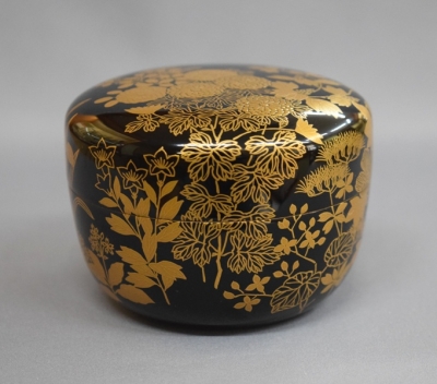 茶道具　棗　光栄堂　得樹　菊蒔絵平棗 茶道具棗光栄堂得樹菊蒔絵平棗