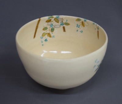 茶碗「色絵・菊籬(きくまがき)」 真葛(宮川香斎)作 販売済】五代 宮川香斎 真葛窯 絵高麗菓子鉢 the 5th miyagawa