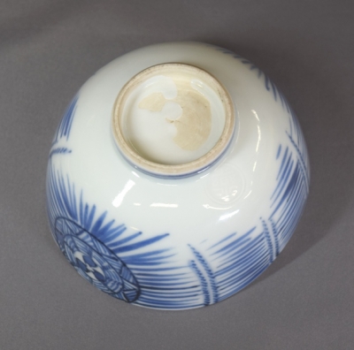 善五郎作　染付俵茶碗 善五郎作染付俵茶碗