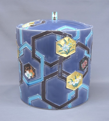 中村翠嵐 紺紫交趾 亀甲草花水指 | 茶道具 小西康のぶろぐ