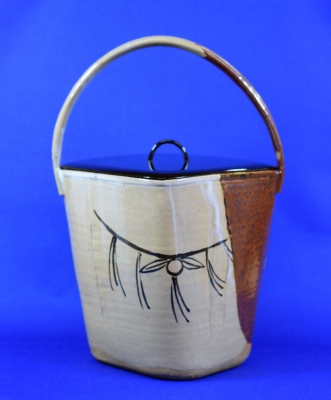 虫明焼 竹絵 水指 茶道具 銹絵月雁図水指 文化遺産オンライン