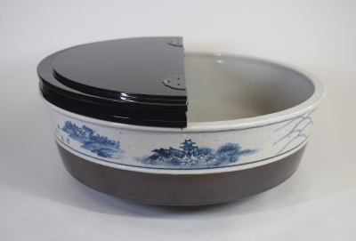 Ｍ５０８　芋頭水指　『膳所焼』『陽炎園造』『久田宗也　箱書』『近江八景』　共箱 Yahoo!オークション -「陽炎園 膳所焼」(水指) (茶道具)の落札