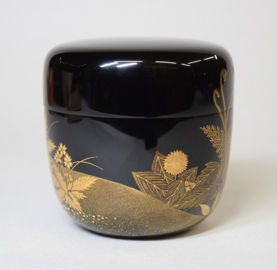 茶道具　棗『春草蒔絵』、茶碗『蛇籠撫子』 茶道具棗『春草蒔絵』、茶碗『蛇籠撫子』