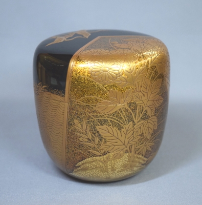 茶道具　福づくし蒔絵　中野孝一作　大棗　 内梨子地　共箱付 茶道具 福づくし蒔絵 中野孝一作 大棗 内梨子地 共箱付