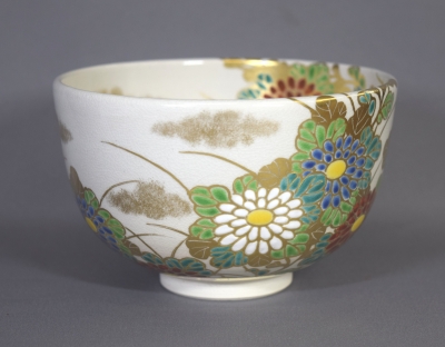 陶芸家　淡海　膳所　陽炎園　ぜぜ　色絵菊茶碗　抹茶碗　共箱 膳所焼 陽炎園 岩崎新定 色絵菊茶碗 | 茶道具 小西康のぶろぐ