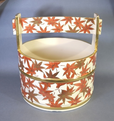 茜窯 岡田華渓 仁清写 紅葉尽くし 手桶水指 鵬雲斎宗匠 | 茶道具 小西