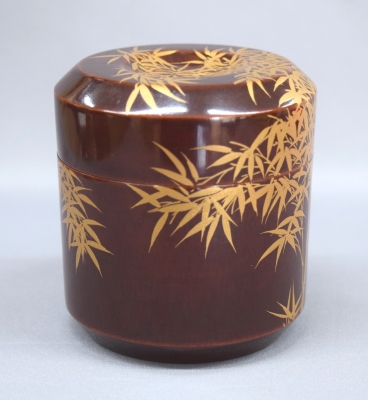 ☆茶3 竹器師　黒田宗博　竹蒔絵　茶器　棗　共箱　高さ7㎝　東S8-0316① 三代黒田宗傳 竹林蒔絵 雪吹 兼中斎 | 茶道具 小西康のぶろぐ