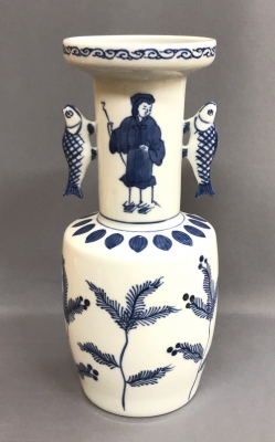 a387 花入 笹耳 膳所 陽炎園 茶道具 茶道 花器 一輪挿し 膳所焼 陽炎園 岩崎新定 染付高砂花入 | 茶道具 小西康のぶろぐ