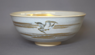 【茶道具】真葛焼　宮川香雲造　菖蒲之図茶碗（共箱） 茶道具】真葛焼 宮川香雲造 菖蒲之図茶碗（共箱）