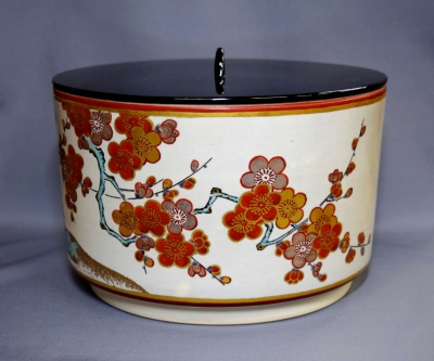 二代矢口永寿 九谷焼 仁清写 梅の絵平水指 即中斎 | 茶道具 小西