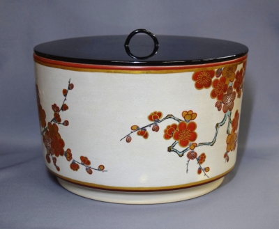 二代矢口永寿 九谷焼 仁清写 梅の絵平水指 即中斎 | 茶道具 小西