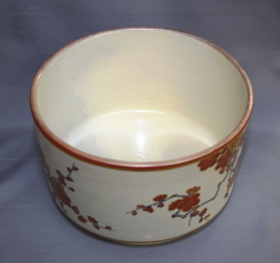 二代矢口永寿 九谷焼 仁清写 梅の絵平水指 即中斎 | 茶道具 小西
