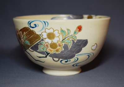二代久世久宝 色絵 花筏茶碗 淡々斎 | 茶道具 小西康のぶろぐ 二代久世久宝 色絵 花筏茶碗 淡々斎 | 茶道具 小西康のぶろぐ