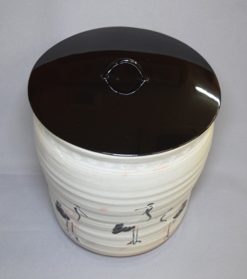 松古窯4代目 佐久間勝山 「高取釉耳付水指」 共箱 茶道具