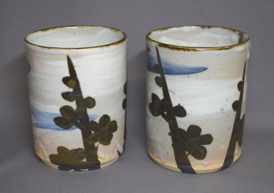 白井半七 乾山写し白梅紋汲出碗 5客 白井半七 乾山写し白梅紋汲出碗 5