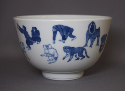 三浦竹泉 染付 百猿図茶碗 | 茶道具 小西康のぶろぐ
