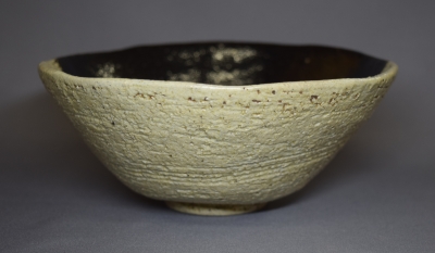 九代大樋長左衛門 掛分波絵 黒平茶碗 | 茶道具 小西康のぶろぐ