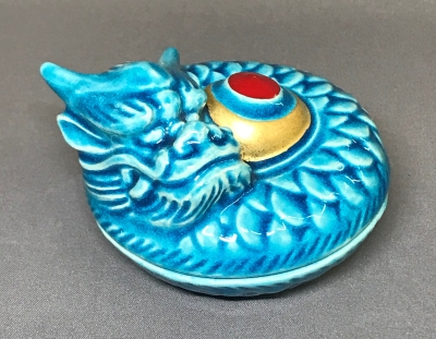 Ｓ１３０　香合　『真葛香斎造』『交趾』『玉龍香合』　共箱　茶道具 S130 香合 『真葛香斎造』『交趾』『玉龍香合』 共箱 茶道具