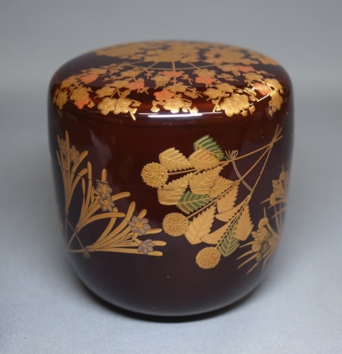 辻石斎　一閑大棗　舞鷺蒔絵 辻石斎 一閑大棗 舞鷺蒔絵 （一瓢斎 花扇蒔絵 溜大棗 而妙斎