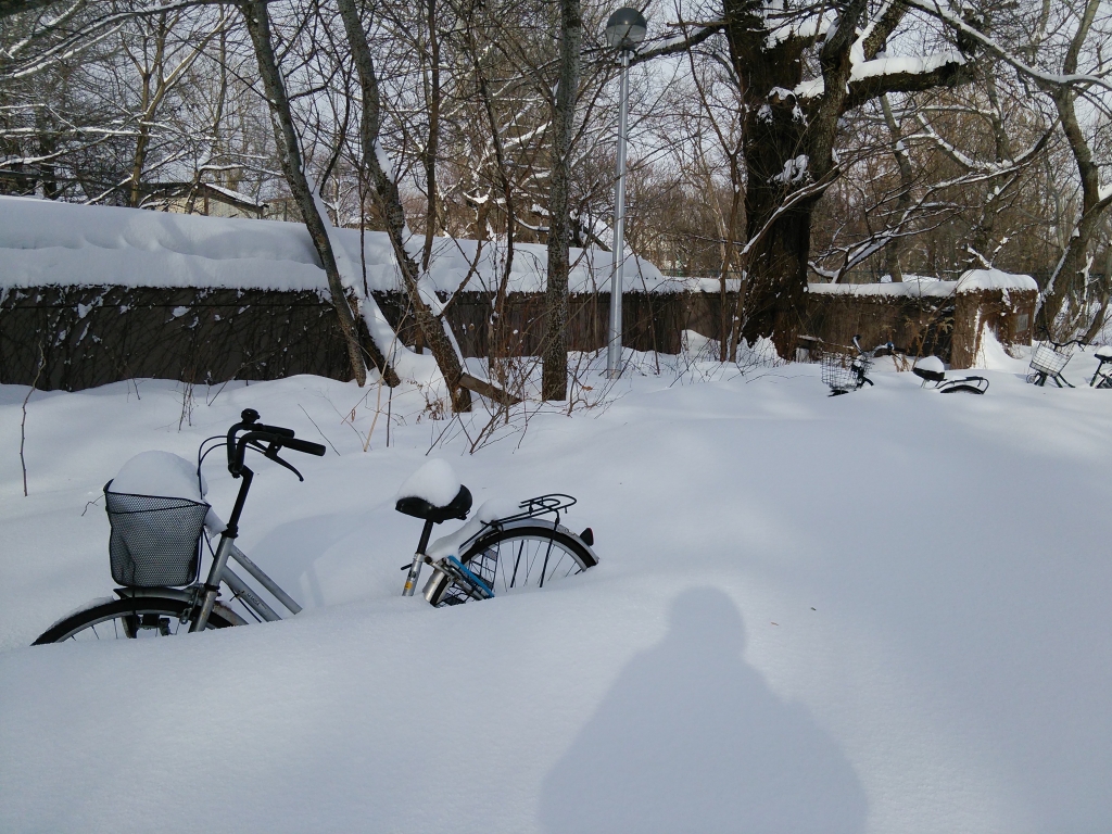 雪の中の自転車