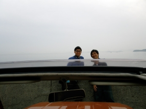 瀬戸内海とパオとセルフショット