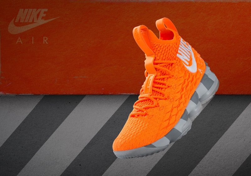 grey and orange lebron 15