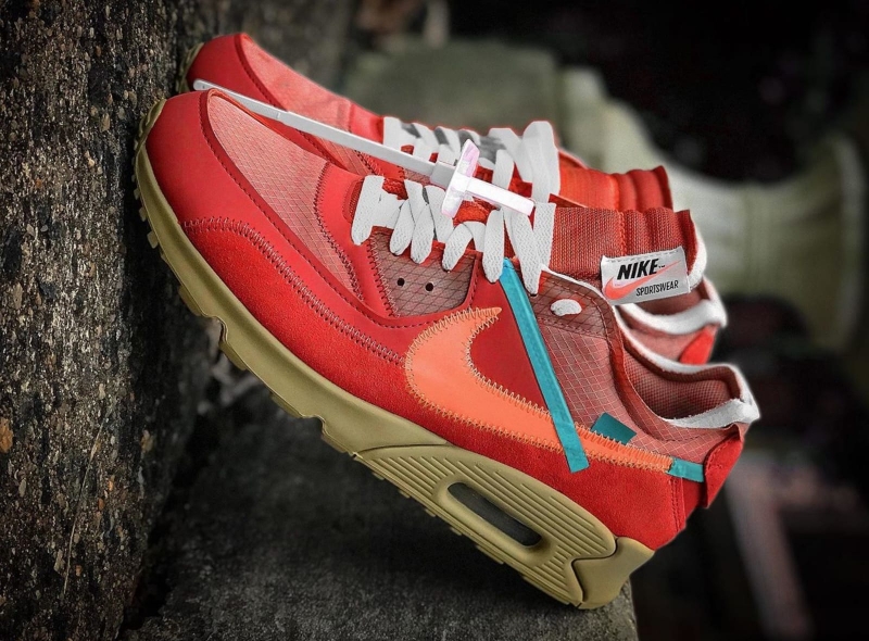 nike air max 90 university red off white