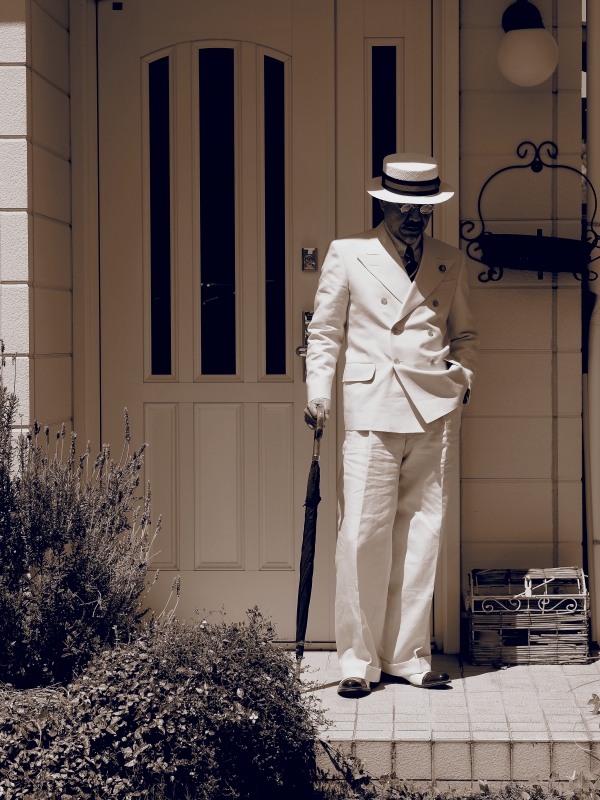 OLD HAT 1930's Style Order Suit 3P Pinch Back Irish Linen | 黒音服