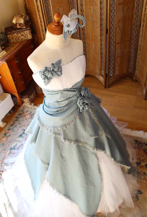 ヴェリーク　デニム素材　ドレス【中古品、美品】 VELIQUE/ヴェリーク】デニム生地/ ノースリーブ/ ステッチ/ タック