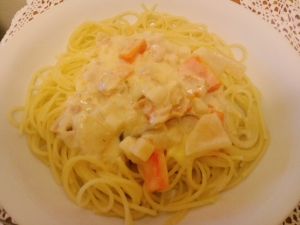 シチューでパスタ