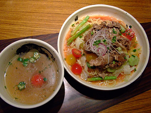 麺屋武蔵 虎洞 期間限定 牛と赤茄子の冷やし塩つけ麺