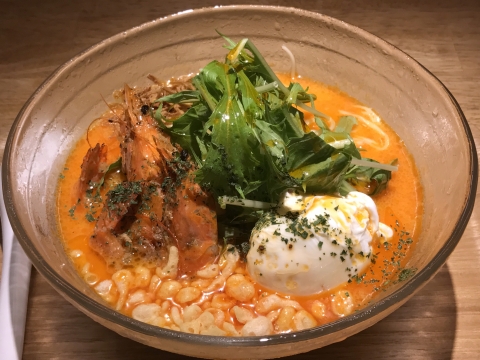 麺巧 潮 上野分店@上野 (赤)冷たい海老白湯そば