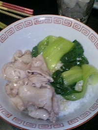 豚ばら肉と青梗菜の中華丼