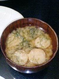 青海苔と麩の味噌汁