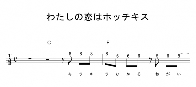 わたしの恋はホッチキス 放課後ティータイム けいおん ギターtab譜 ﾒﾛﾃﾞｨ ｺｰﾄﾞ ギターワサビトscore