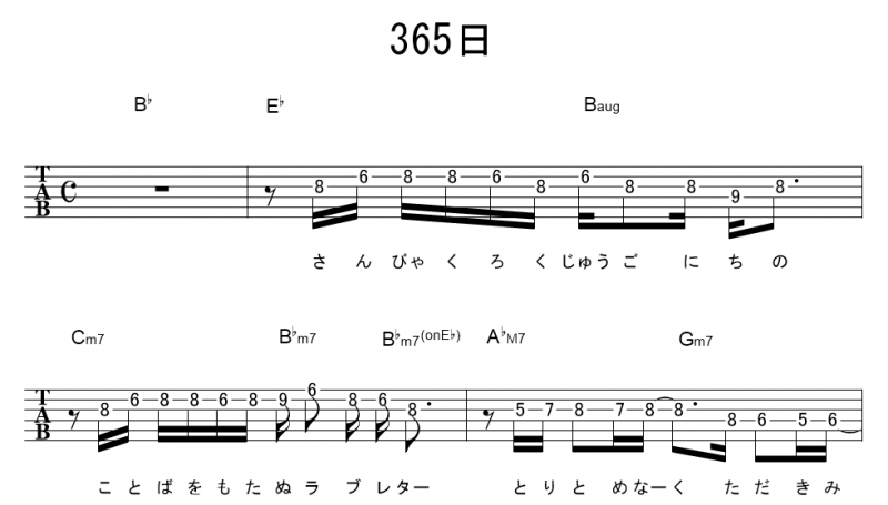 365日 ｻﾋﾞ Mr Children ギターtab譜 ﾒﾛﾃﾞｨ ｺｰﾄﾞ ギターワサビトscore