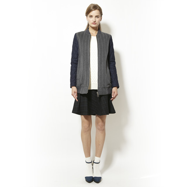ペンシルストライプジップジャケット