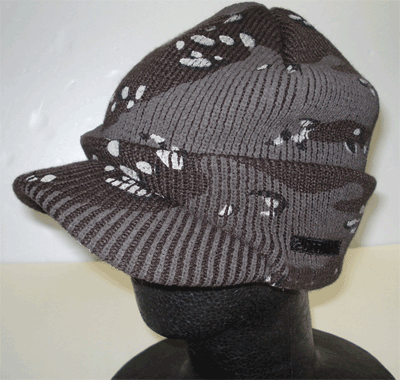 つば付きニットCAP/ブラウンカモ
